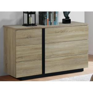 Cómoda NAPOLI - 6 cajones - roble y negro - Venta Unica