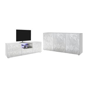 Conjunto Aparador y Mueble TV - Comedor luminoso ERIS - Bla…