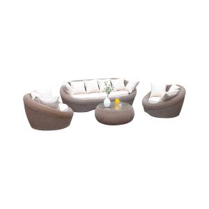 Conjunto de jardín marrón: Sofá 3 plazas 2 sillones y mesa…