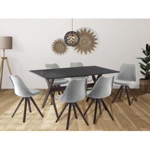 Conjunto mesa   6 sillas - Antracita gris y natural oscuro…
