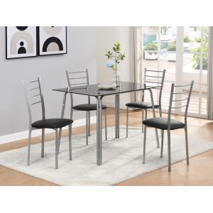 Conjunto de mesa   4 sillas - Negro y cromado - VILIARI