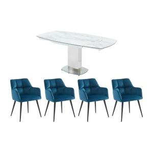 Conjunto mesa TALICIA   4 sillas PEGA - Blanco y azul