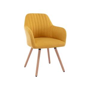 Silla con brazos - Tela y metal efecto madera - Amarillo -…