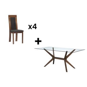 Conjunto table   4 sillas BELINDA - Haya y nogal