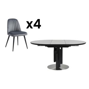 Conjunto de mesa KALEA   4 sillas ELEANA - Gris
