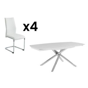 Conjunto de mesa CAMELIA   4 sillas PAULINE - Blanco