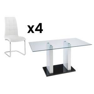 Conjunto de mesa SAMIRA   4 sillas NADYA - Blanco
