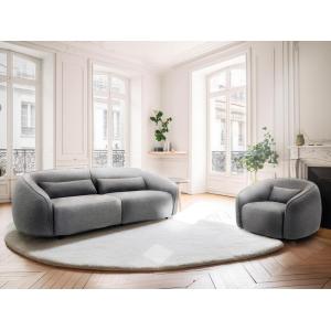 Sofá de 3 plazas y sillón de tela gris STEFIAN