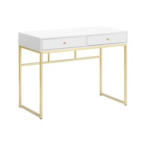 Consola con 2 cajones de MDF - Blanco y dorado - CODENIA
