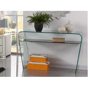 Mesa consola KELLY - Cristal curvado - Repisa negra lacada