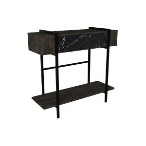 Consola con 1 puerta y 1 estantería - Natural oscuro y efec…