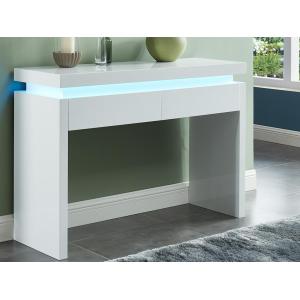 Consola EMERSON - LEDs - 2 cajones - MDF lacado blanco