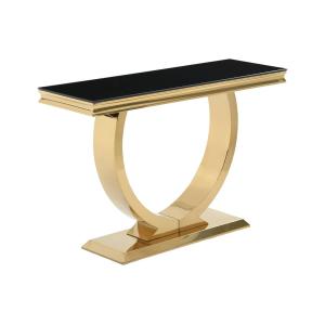 Consola de vidrio templado y acero inoxidable - Dorado y Ne…