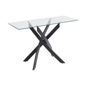 Consola de vidrio templado y metal negro - Transparente - C…