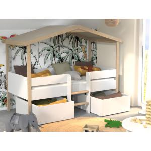 Cama infantil SAROSI con cajones - 90 x 190 cm - tilo - Bla…