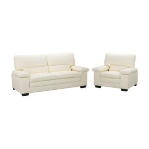 Sofá de 3 plazas y sillón de piel de búfalo marfil MIMAS II…
