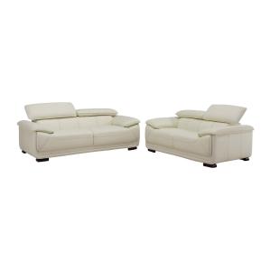 Sofá 3 2 plazas de piel MACELO - Blanco marfil