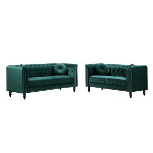 Sofás 3 2 plazas de terciopelo verde esmeralda TURNER