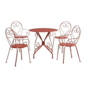 Mesa y sillas de jardín de metal estilo hierro forjado : un…