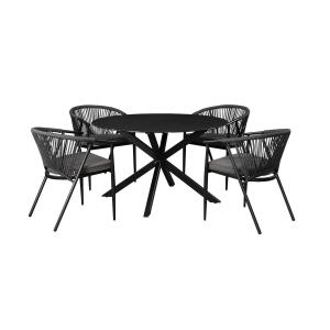 Mesa y sillas de jardín de aluminio y cuerda: una mesa redo…