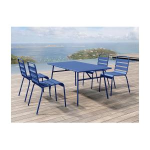 Comedor de jardín de metal: una mesa de 160 cm de ancho y 4…