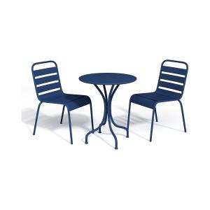 Comedor de jardín de metal - una mesa D. 60 cm y 2 sillas a…