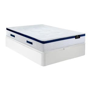 Cama 140 x 190 cm - canapé abatible blanco   colchón híbrid…