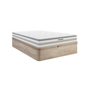 Conjunto somier arcón natural claro   colchón de muelles en…