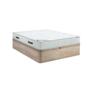 Conjunto de somier arcón natural claro   colchón híbrido de…