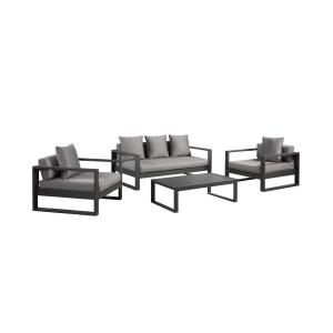Muebles de salón para jardín de aluminio: un sofá de 3 plaz…