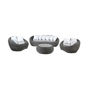 Muebles de salón para jardín de resina trenzada gris: sofá…