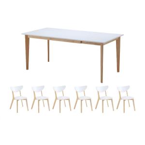 Conjunto de mesa   6 sillas CARINE - Color blanco