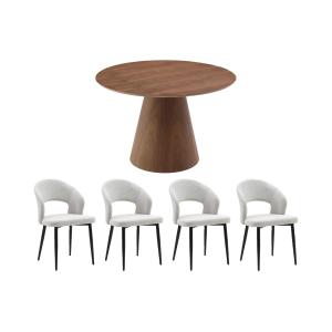 Conjunto de mesa ANTALIZA   4 sillas NIYAMA - Natural oscur…
