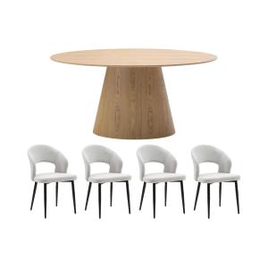 Conjunto mesa ANTELADA   4 sillas NIYAMA - Natural claro y…