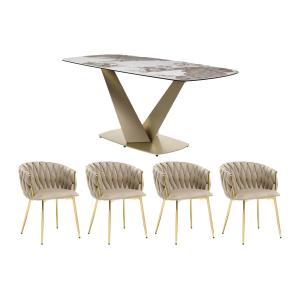 Conjunto de mesa PORELIMA   4 sillas ELEGANO - Efecto mármo…
