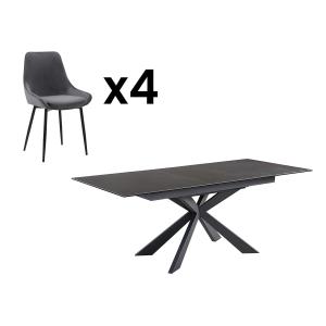 Conjunto de mesa ALBINA   4 sillas MASURIE - Antracita