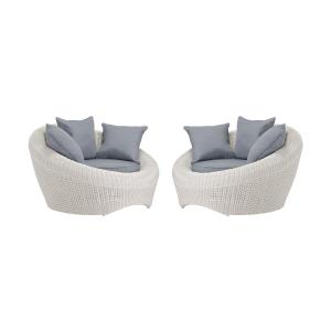 Lote de 2 sillones de jardín de resina trenzada color marfi…