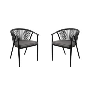 Juego de 2 sillones de jardín apilables de aluminio y cuerd…