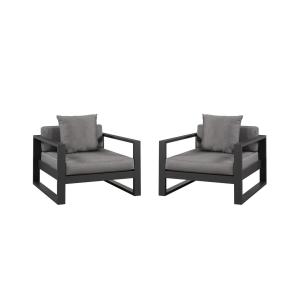 Juego de 2 sillones de jardín de aluminio - Antracita - MOL…