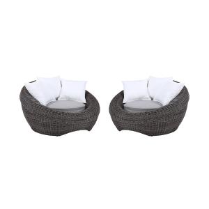Juego de 2 sillones de jardín de resina trenzada gris - WHI…