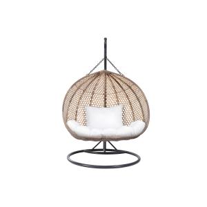 Sillón colgante de 2 plazas de resina trenzada - Beige con…