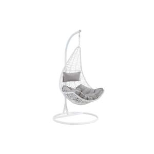 Sillón colgante de resina trenzada - Blanco con cojines gri…