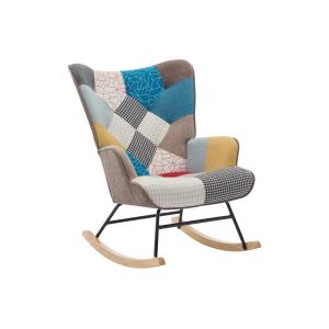 Sillón mecedora de tela patchwork multicolor ELMINA II