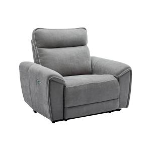 Sillón reclinable eléctrico de tela gris DJARALO