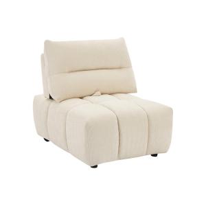 Sillón de tela texturizada beige con respaldo ajustable hac…