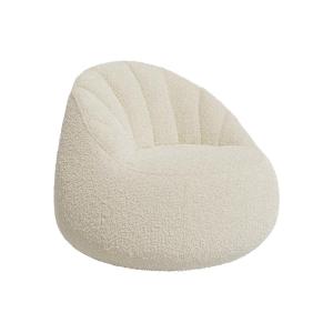 Sillón puf de tela rizada blanco FONADO