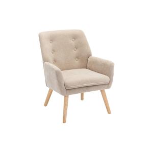 Sillón tapizado de tela beige SERINO