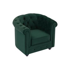 Sillón de terciopelo verde CHESTERFIELD