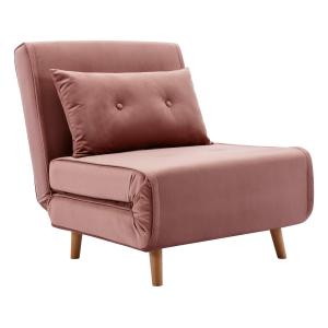 Sillón cama de terciopelo rosa empolvado URIBIA