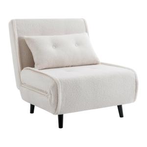 Sillón cama de tela rizada marfil URIBIA